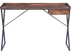 Schreibtisch Dunkler Holzfarbton / Schwarz 120 X 54 Cm Mit Schublade Noxon