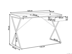 Schreibtisch Dunkler Holzfarbton / Schwarz 120 X 54 Cm Mit Schublade Noxon
