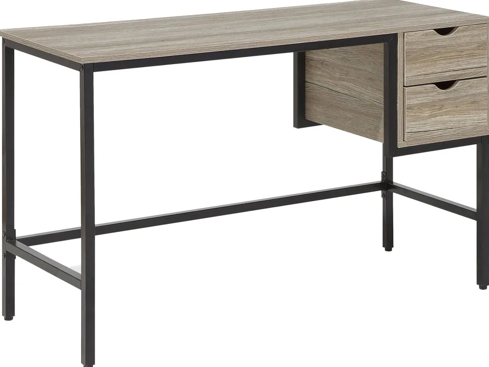 Schreibtisch Heller Holzfarbton 120 X 48 Cm 2 Schubladen Grant