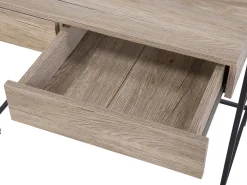 Schreibtisch Heller Holzfarbton / Schwarz 81 X 60 Cm 2 Schubladen Harrow