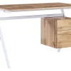 Schreibtisch Heller Holzfarbton / Weis 120 X 60 Cm Schublade Mit Schrank Ashland