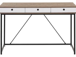 Schreibtisch Heller Holzfarbton / Weis 120 X 60 Cm 3 Schubladen Hinton