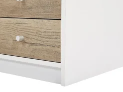 Schreibtisch Heller Holzfarbton / Weis 140 X 60 Cm 5 Schubladen Heber