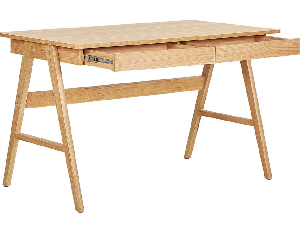 Schreibtisch Heller Holzfarbton 120 X 70 Cm 2 Schubladen Sheslay