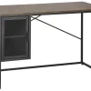 Schreibtisch Mit Schrank Dunkler Holzfarbton / Schwarz 118 X 60 Cm Vince