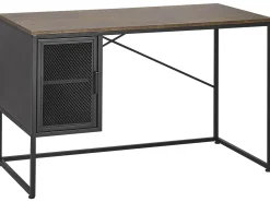 Schreibtisch Mit Schrank Dunkler Holzfarbton / Schwarz 118 X 60 Cm Vince