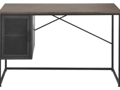 Schreibtisch Mit Schrank Dunkler Holzfarbton / Schwarz 118 X 60 Cm Vince