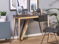 Schreibtisch Schwarz / Heller Holzfarbton 106 X 48 Cm Ebeme