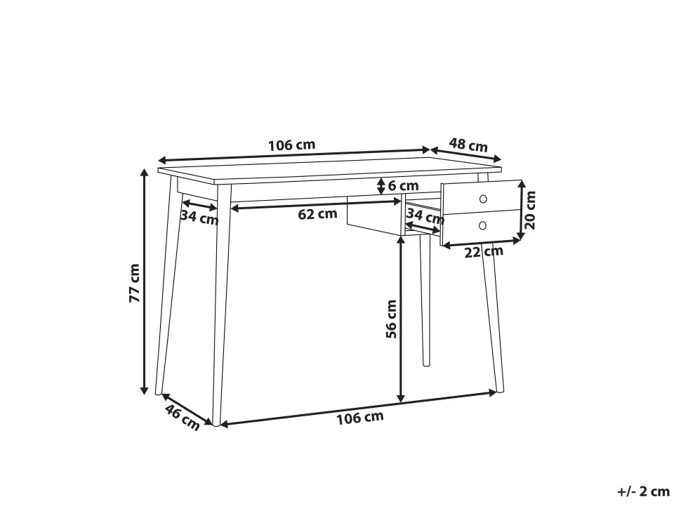 Schreibtisch Schwarz / Heller Holzfarbton 106 X 48 Cm Ebeme