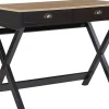 Schreibtisch Schwarz / Heller Holzfarbton 103 X 50 Cm 2 Schubladen Ekart