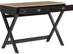 Schreibtisch Schwarz / Heller Holzfarbton 103 X 50 Cm 2 Schubladen Ekart