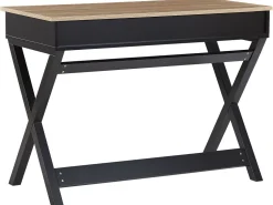 Schreibtisch Schwarz / Heller Holzfarbton 103 X 50 Cm 2 Schubladen Ekart