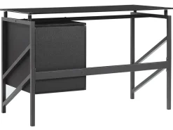Schreibtisch Schwarz Glasplatte 117 X 57 Cm 2 Schubladen Moriton