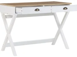 Schreibtisch Weis / Heller Holzfarbton 103 X 50 Cm 2 Schubladen Ekart