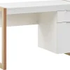 Schreibtisch Weis / Heller Holzfarbton 110 X 50 Cm Schublade Schrank Johnson