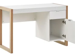Schreibtisch Weis / Heller Holzfarbton 110 X 50 Cm Schublade Schrank Johnson