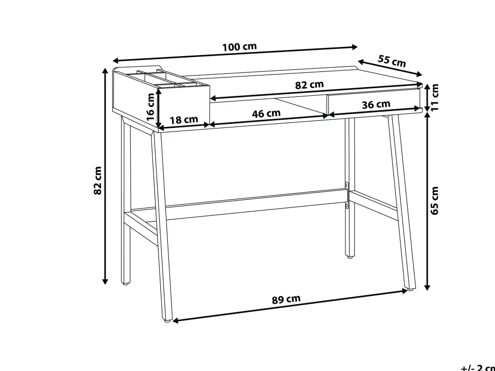 Schreibtisch Weis / Heller Holzfarbton 100 X 55 Cm Paramaribo