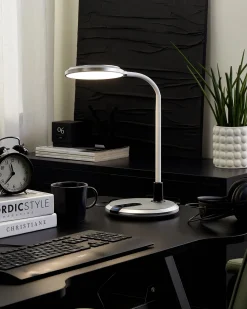 Schreibtischlampe Led Silber / Weis 43 Cm Rund Columba