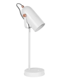 Schreibtischlampe Metall Weis / Kupferfarben Matt 48 Cm Rund Tyria