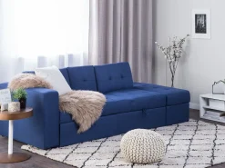 Sectional Sofa Bed With Ottoman Navy Blue Falster