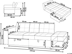 Sectional Sofa Bed With Ottoman Navy Blue Falster