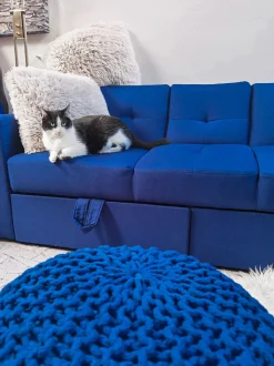 Sectional Sofa Bed With Ottoman Navy Blue Falster