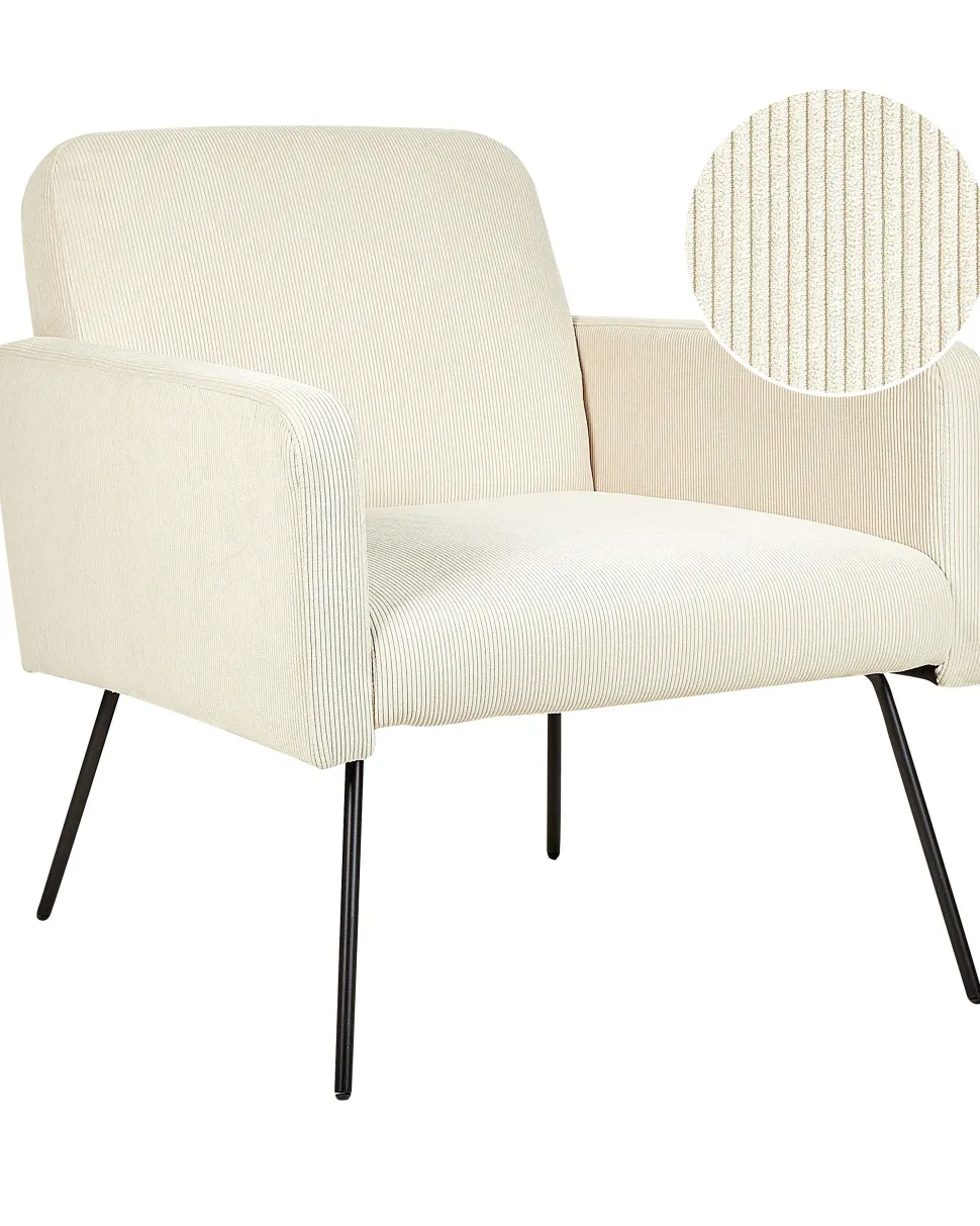 Sessel Cord Beige Mit Schwarzen Beinen Narken
