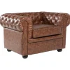Sessel Kunstleder Goldbraun Chesterfield