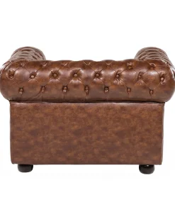 Sessel Kunstleder Goldbraun Chesterfield