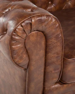 Sessel Kunstleder Goldbraun Chesterfield