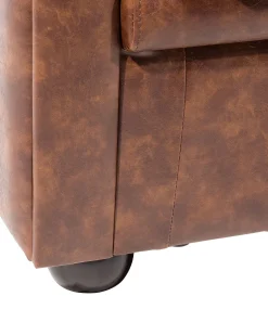 Sessel Kunstleder Goldbraun Chesterfield