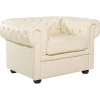 Sessel Leder Creme Chesterfield
