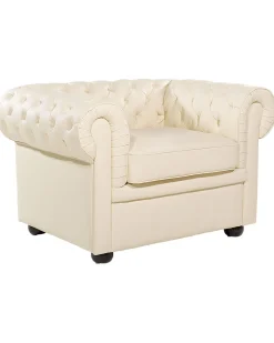 Sessel Leder Creme Chesterfield