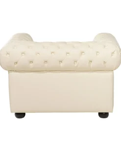 Sessel Leder Creme Chesterfield