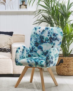 Sessel Polsterbezug Blau Geblumt Bjarn