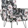 Sessel Polsterbezug Blumenmuster Schwarz Ribe