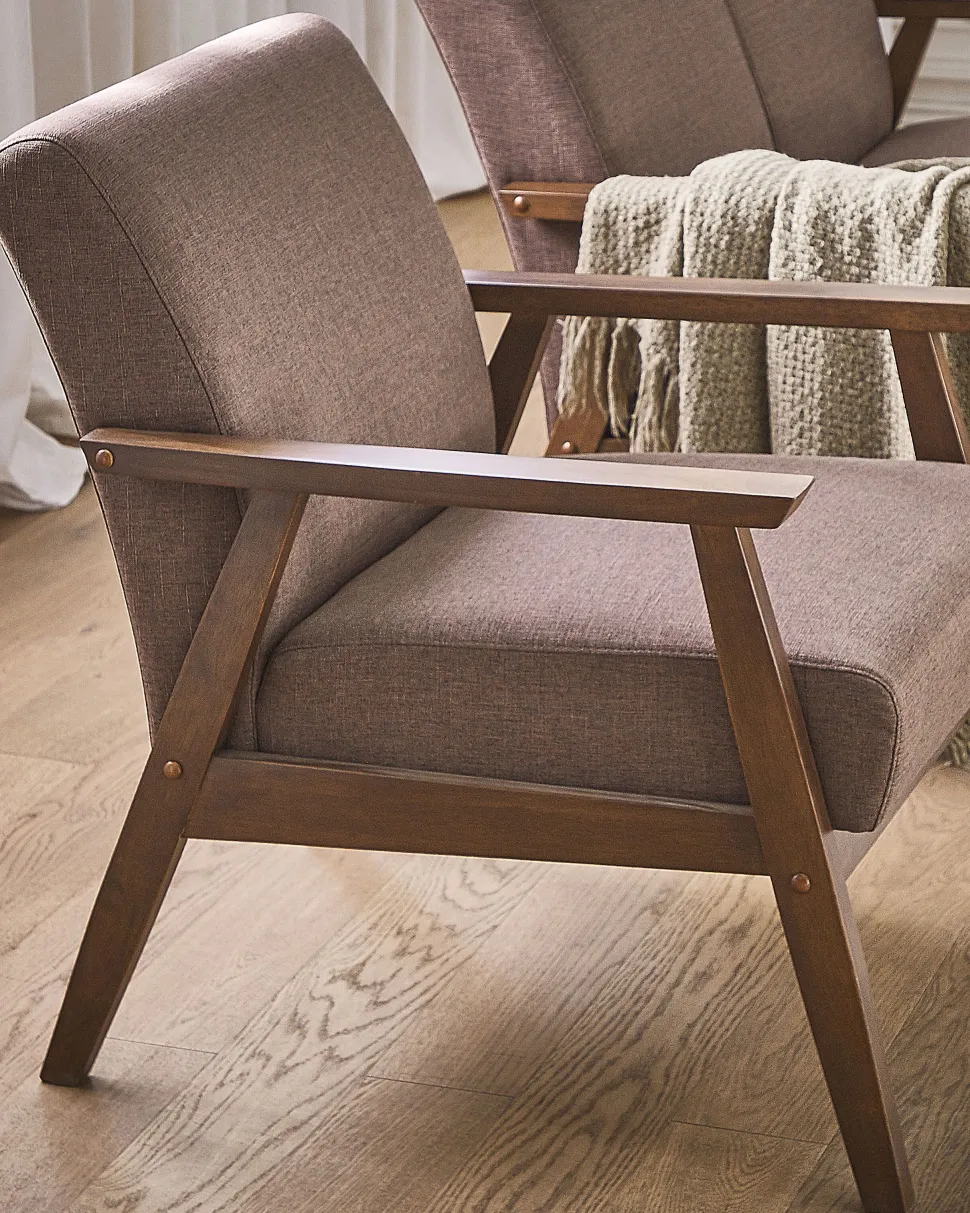 Sessel Polsterbezug Braun Retro-Design Asnes