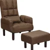 Sessel Polsterbezug Braun Plus Hocker Oland