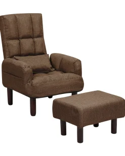 Sessel Polsterbezug Braun Plus Hocker Oland