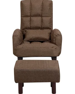 Sessel Polsterbezug Braun Plus Hocker Oland