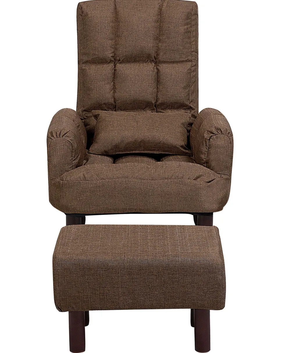 Sessel Polsterbezug Braun Plus Hocker Oland