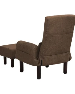 Sessel Polsterbezug Braun Plus Hocker Oland