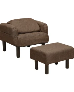 Sessel Polsterbezug Braun Plus Hocker Oland