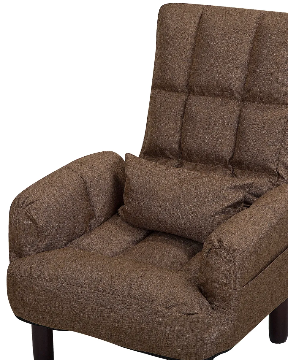 Sessel Polsterbezug Braun Plus Hocker Oland