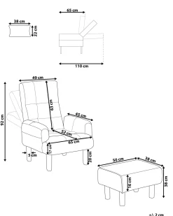 Sessel Polsterbezug Braun Plus Hocker Oland