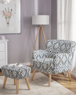 Sessel Polsterbezug Bunt Plus Hocker Tumba