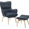 Sessel Polsterbezug Dunkelblau Plus Hocker Vejle