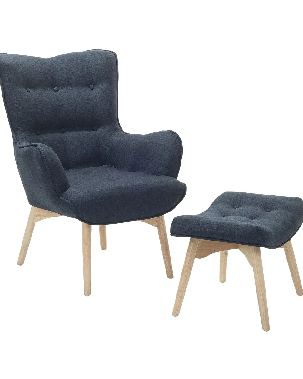 Sessel Polsterbezug Dunkelblau Plus Hocker Vejle