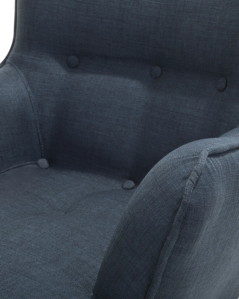 Sessel Polsterbezug Dunkelblau Plus Hocker Vejle