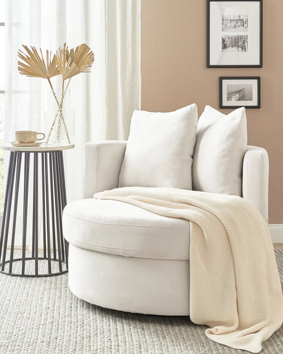Sessel Polsterbezug Hellbeige Mit Drehfunktion Dalby